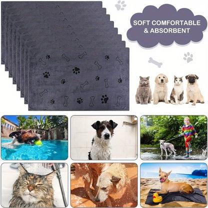 Wholesale Custom Soft Absorbent Lint-Free Microfiber Pet Print Handmade Dog Paw Quick Dry Home Dog Cleaning Bath Towel Drying