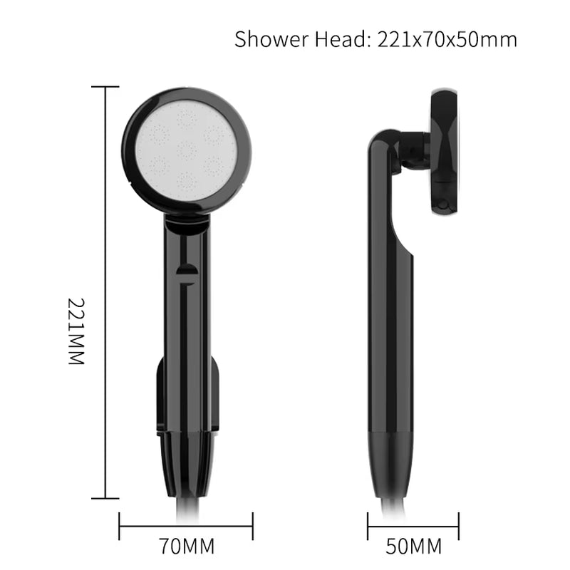 Portable Camping Shower USB Rechargeable IPX8 Waterproof Outdoor Shower Pump 2.5-3.5L/Min Flow 1.8M Hose for Travel Hiking Car