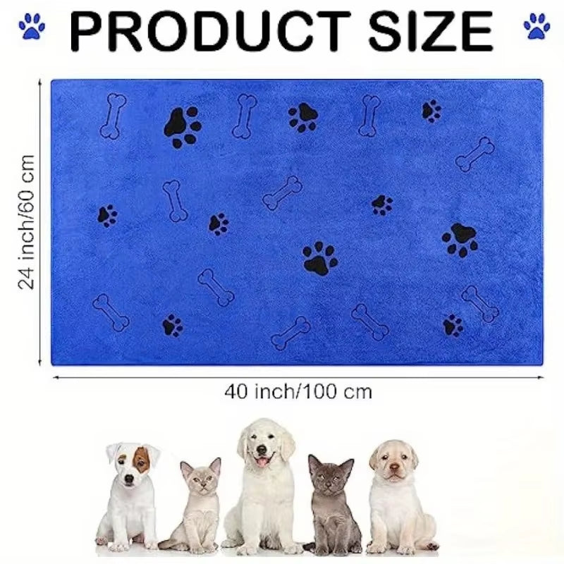 Wholesale Custom Soft Absorbent Lint-Free Microfiber Pet Print Handmade Dog Paw Quick Dry Home Dog Cleaning Bath Towel Drying