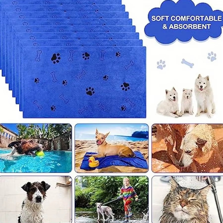 Wholesale Custom Soft Absorbent Lint-Free Microfiber Pet Print Handmade Dog Paw Quick Dry Home Dog Cleaning Bath Towel Drying