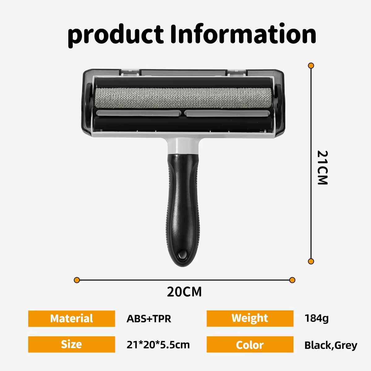 Roki Self Cleaning Reusable Luxury Pet Roller Brush Removable Handle Solid ABS Plastic Small Animals Hair Remover Grooming